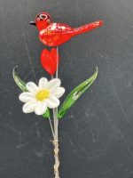 Small Glass Flower Bouquet w/Cardinal - Image 2