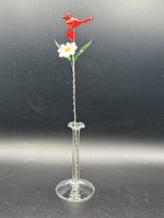 Small Glass Flower Bouquet w/Cardinal