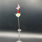 Small Glass Flower Bouquet w/Flamingo