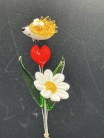 Small Glass Flower Bouquet w/Hedgehog - Image 2