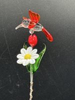 Small Glass Flower Bouquet w/Hummingbird - Image 2