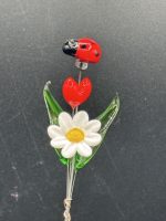Small Glass Flower Bouquet w/Ladybug - Image 2