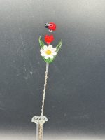 Small Glass Flower Bouquet w/Ladybug