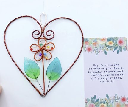Suncatcher Heart with Wire Flower