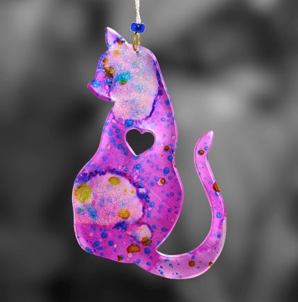 Cat with Heart Ornament