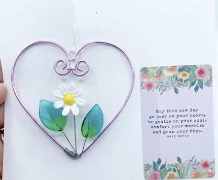 Heart with Glass and Two Flowers