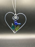 Heart w/Glass Blue Bird, Leaves & Card - Image 8