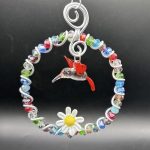 Glass Beaded Circle w/Hummingbird & Flower