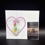 Aluminum Heart w/Glass Chicken, Worm & Leaf w/Card