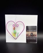 Aluminum Heart w/Glass Chicken, Worm & Leaf w/Card