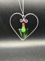 Aluminum Heart with Glass Chicken