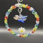 Glass Beaded Circle w/Butterfly & Flower