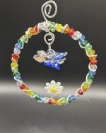 Glass Beaded Circle w/Butterfly & Flower