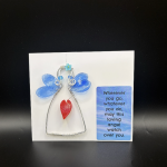 Aluminum Angel w/Glass Wings, Glass Heart & Card