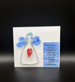 Aluminum Angel w/Glass Wings, Glass Heart & Card